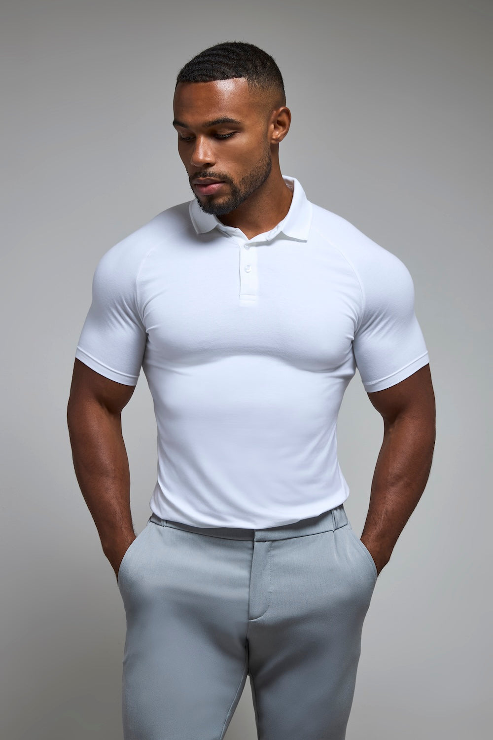 Athletic Fit Polo Shirt in White - TAILORED ATHLETE - USA
