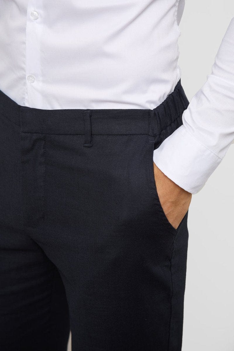 Linen Blend Suit Pants in Navy - TAILORED ATHLETE - USA