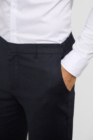 Linen Blend Suit Pants in Navy - TAILORED ATHLETE - USA