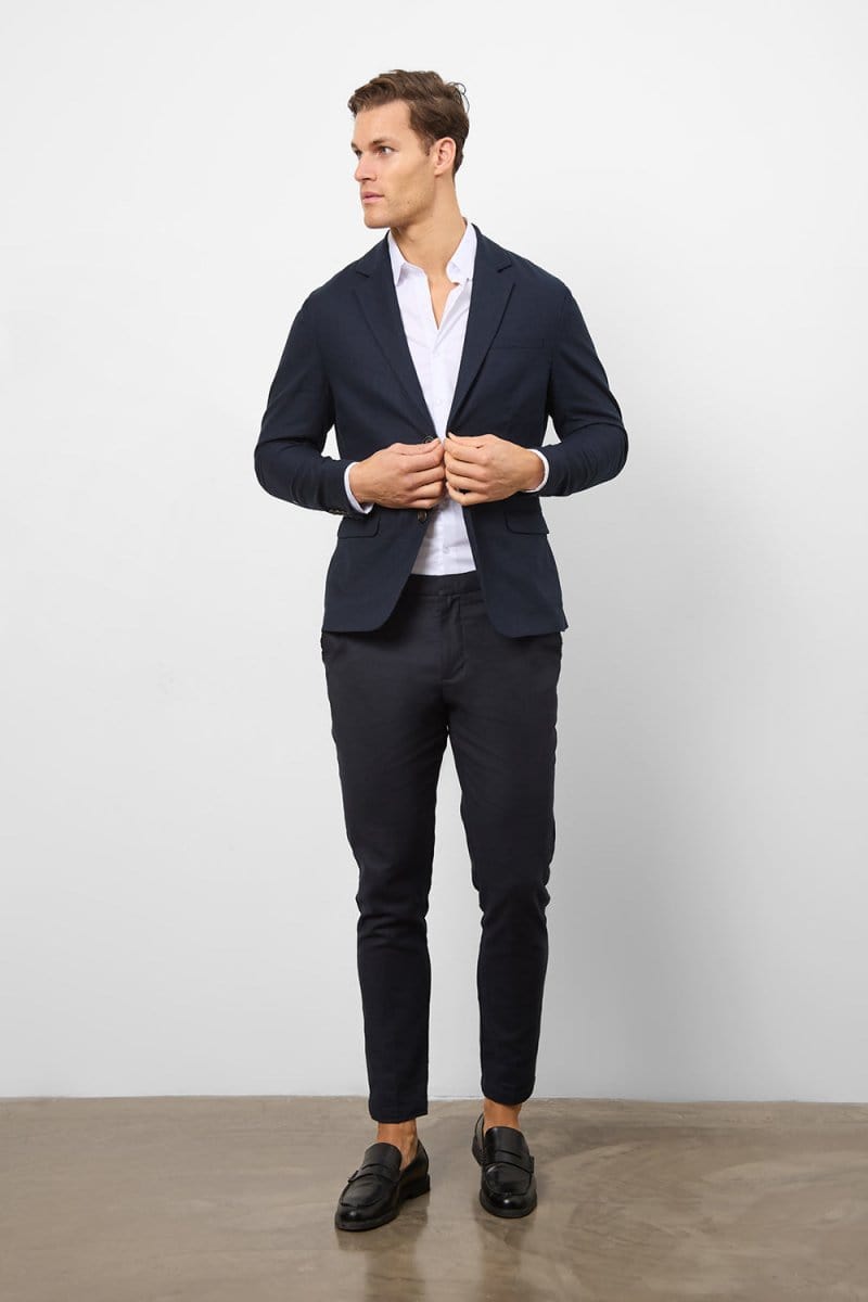 Linen Blend Suit Pants in Navy - TAILORED ATHLETE - USA