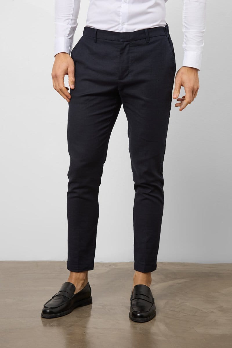 Linen Blend Suit Pants in Navy - TAILORED ATHLETE - USA