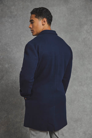 Single Breasted Overcoat in Navy - TAILORED ATHLETE - USA