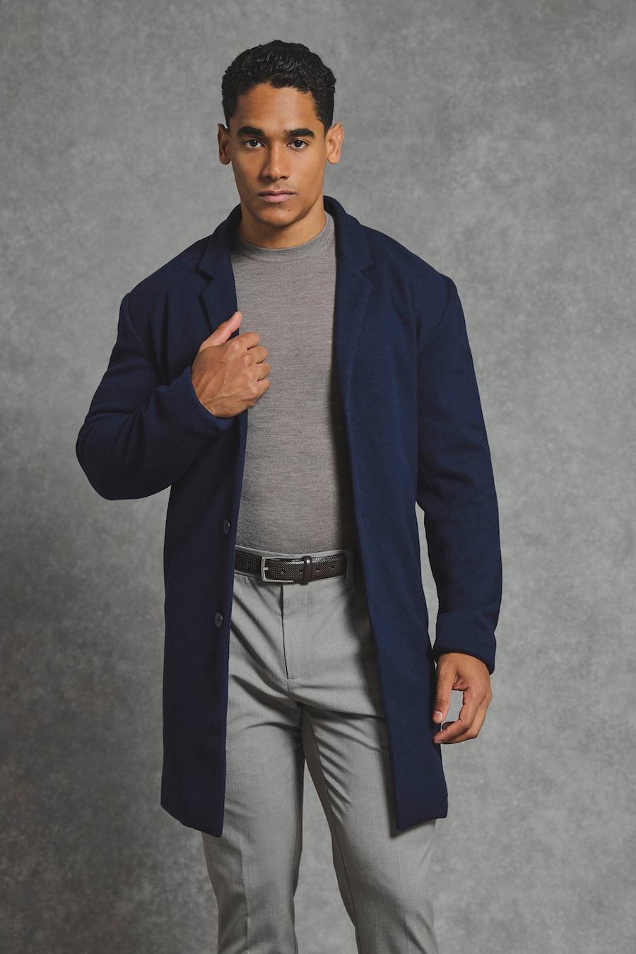 Single Breasted Overcoat in Navy - TAILORED ATHLETE - USA