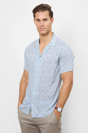 Printed Shirt in Blue Optical Geo - TAILORED ATHLETE - USA