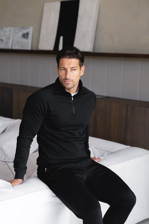 Interlock Half Zip Sweatshirt in Black - TAILORED ATHLETE - USA