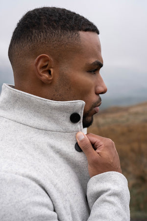 Funnel Neck Overcoat in Pale Grey - TAILORED ATHLETE - USA