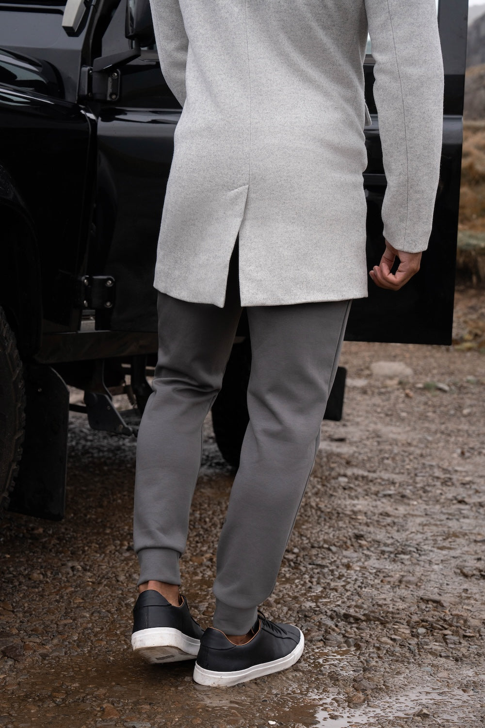 Funnel Neck Overcoat in Pale Grey - TAILORED ATHLETE - USA