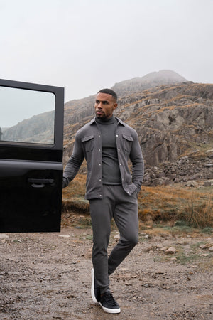 Twill Jersey Shacket in Steel Grey - TAILORED ATHLETE - USA