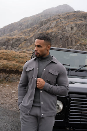 Twill Jersey Shacket in Steel Grey - TAILORED ATHLETE - USA