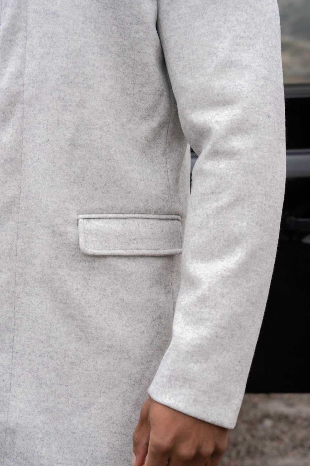 Funnel Neck Overcoat in Pale Grey - TAILORED ATHLETE - USA