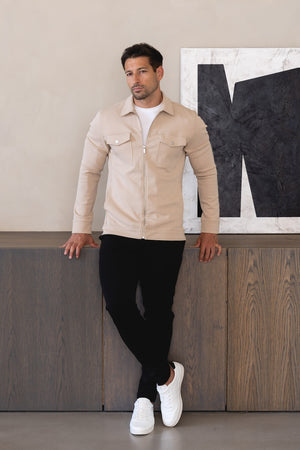 Interlock Zip Through Shacket in Stone - TAILORED ATHLETE - USA