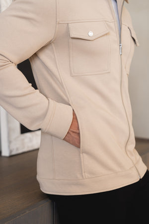 Interlock Zip Through Shacket in Stone - TAILORED ATHLETE - USA