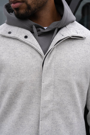 Funnel Neck Overcoat in Pale Grey - TAILORED ATHLETE - USA