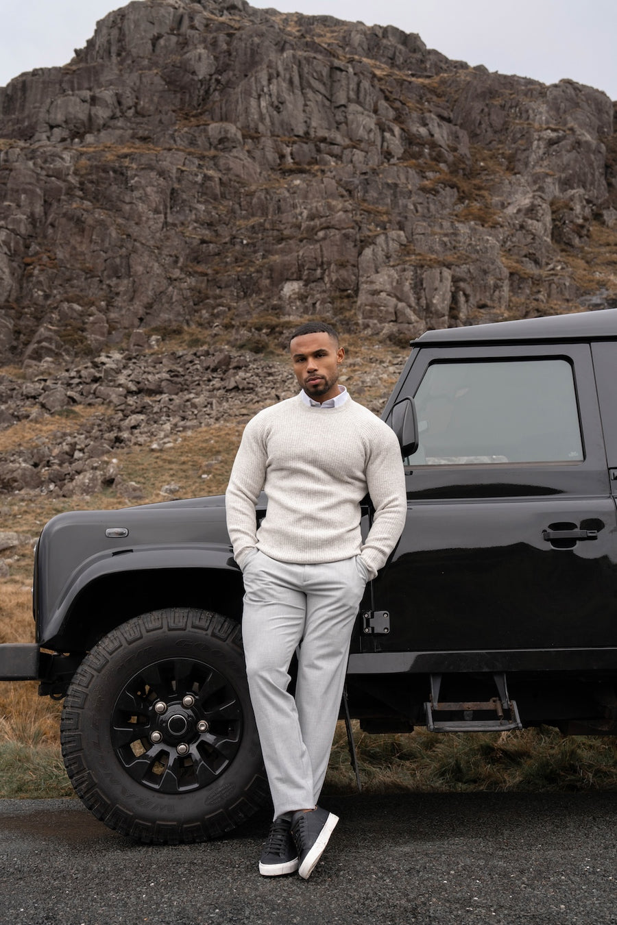 Fisherman Crew Neck Sweater in Soft Grey - TAILORED ATHLETE - USA