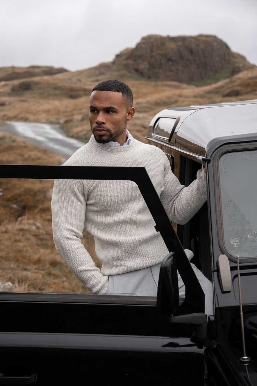 Fisherman Crew Neck Sweater in Soft Grey - TAILORED ATHLETE - USA