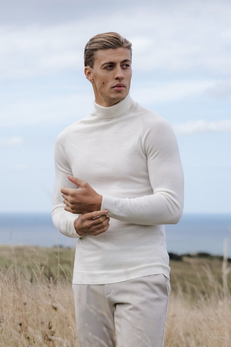 Merino Wool Turtleneck in Chalk - TAILORED ATHLETE - USA