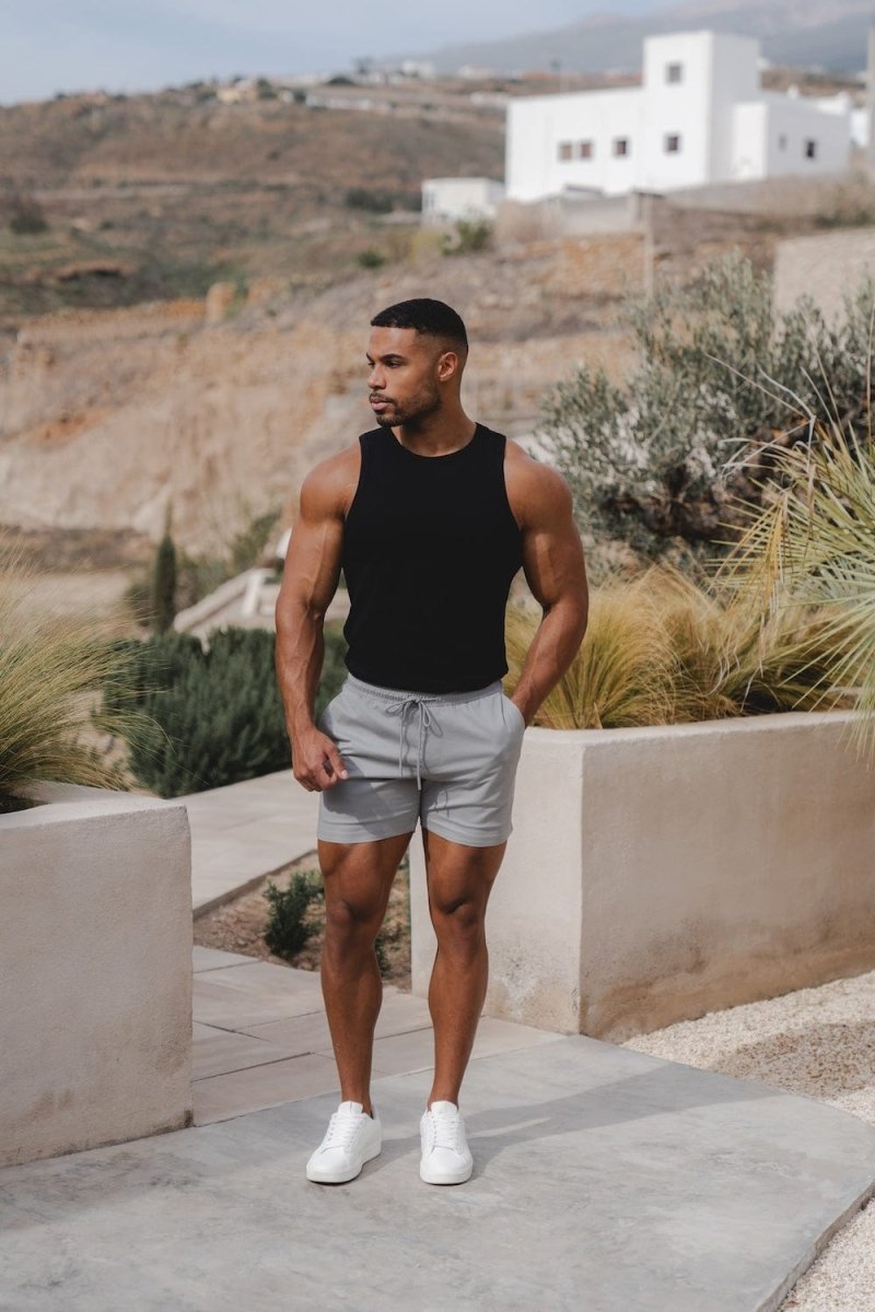 Athletic Fit Drawstring Chino Short 5” in Pale Grey - TAILORED ATHLETE - USA