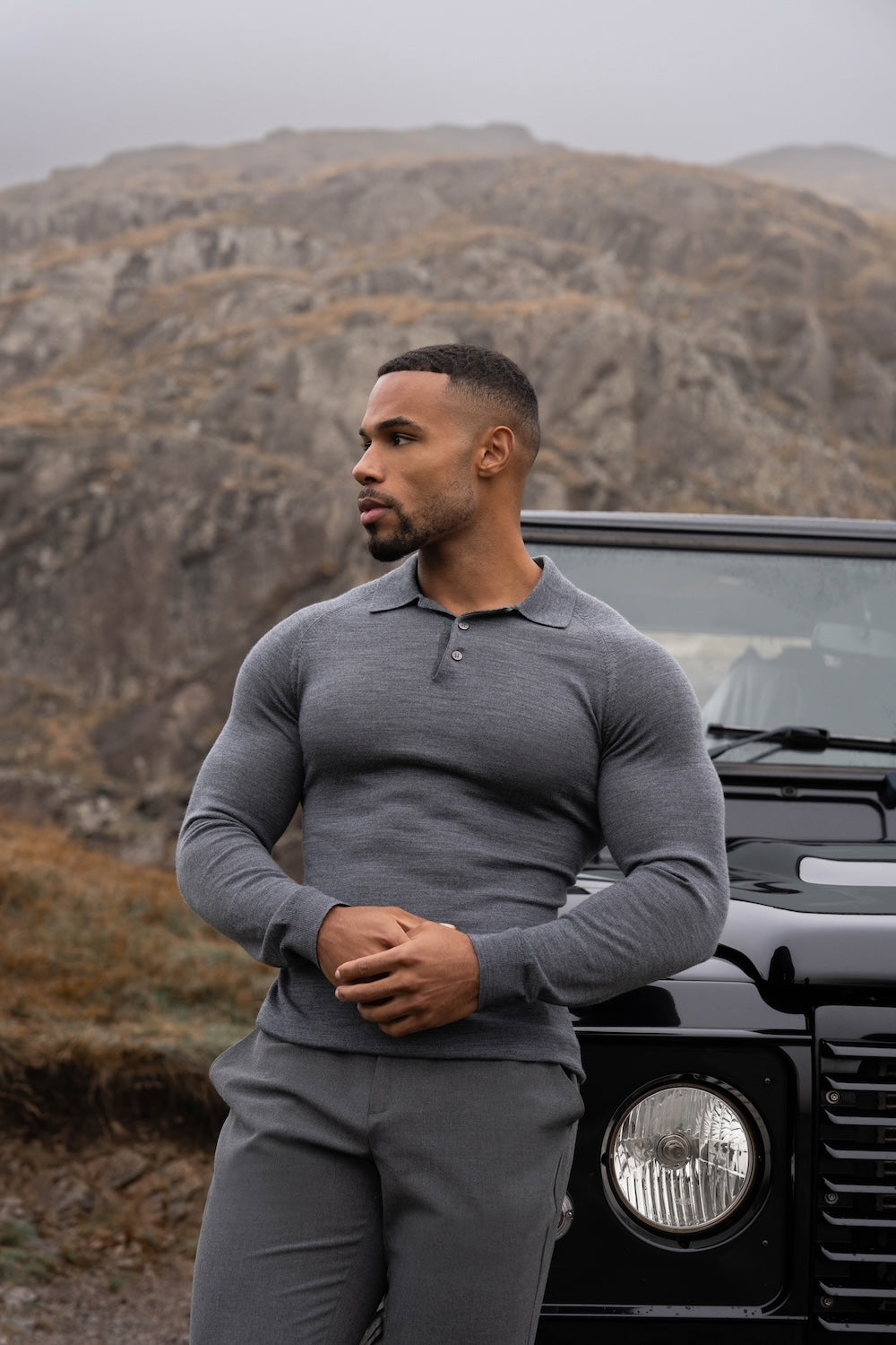 Extra Fine Merino Wool Polo Shirt in Charcoal Marl - TAILORED ATHLETE - USA