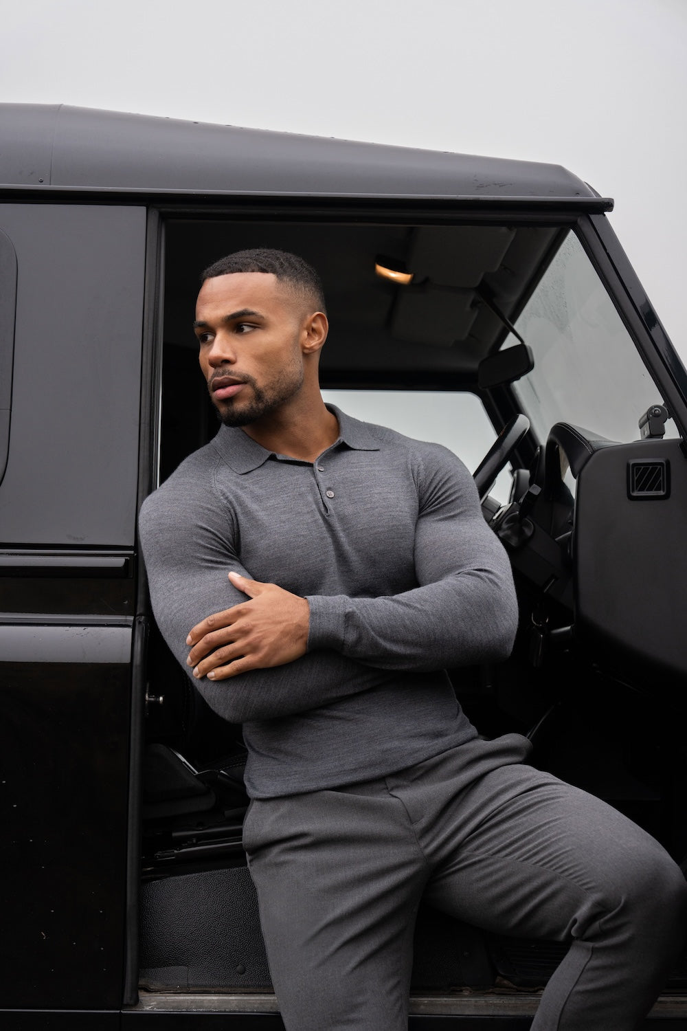 Extra Fine Merino Wool Polo Shirt in Charcoal Marl - TAILORED ATHLETE - USA