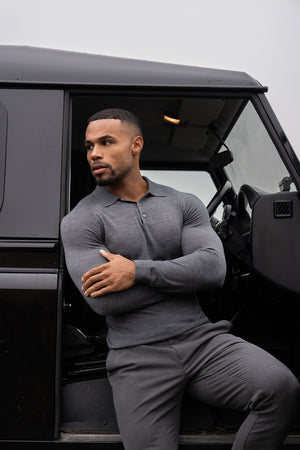 Extra Fine Merino Wool Polo Shirt in Charcoal Marl - TAILORED ATHLETE - USA