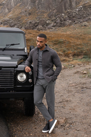 Melange Woven Shacket in Dark Charcoal - TAILORED ATHLETE - USA