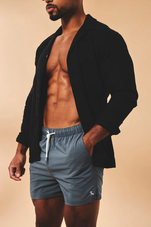 Quick Dry Plain Swim Shorts in Graphite - TAILORED ATHLETE - USA