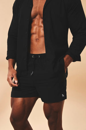 Quick Dry Plain Swim Shorts in Black - TAILORED ATHLETE - USA