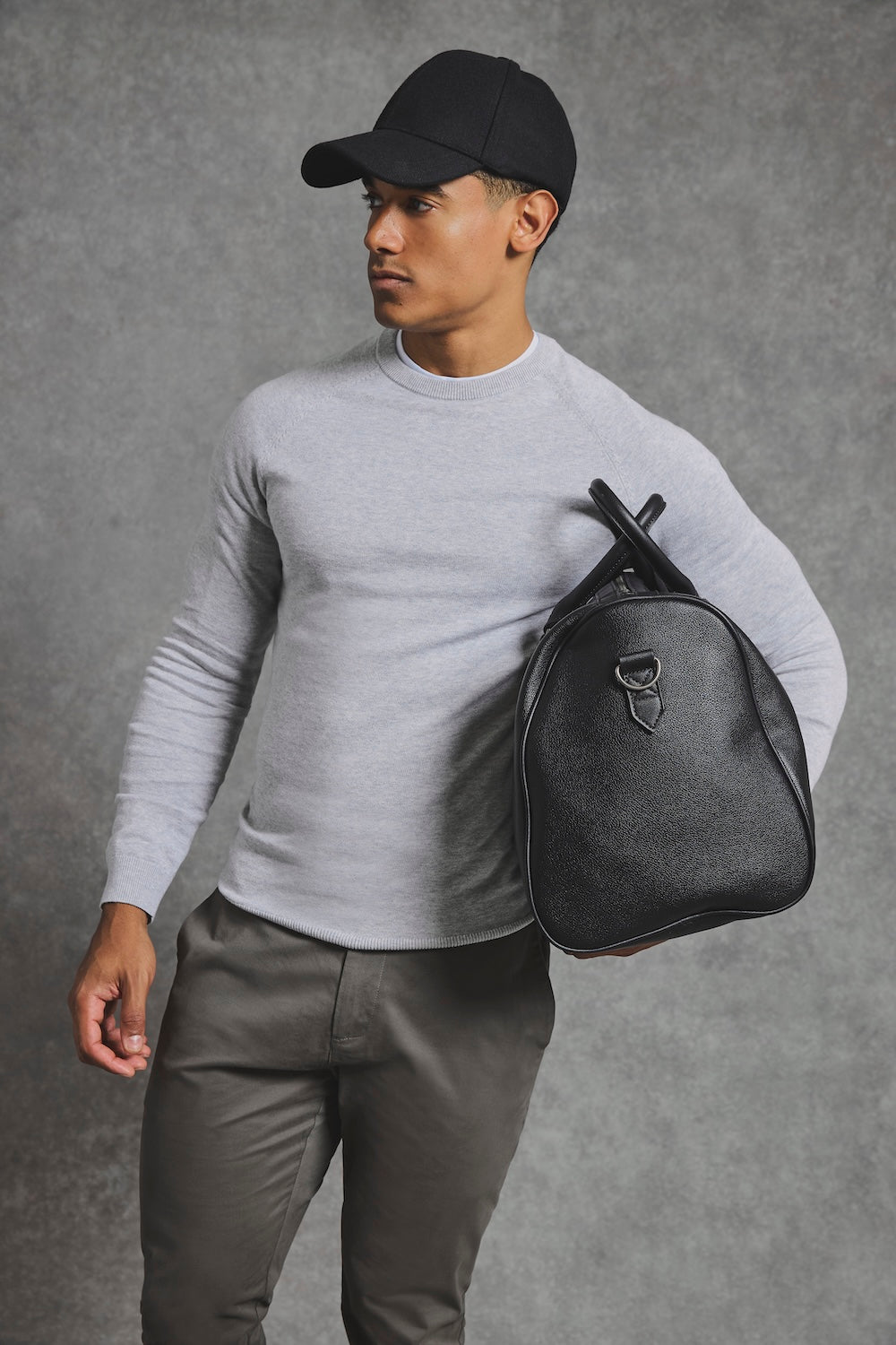 Pure Cotton Knitted Crew Neck Sweater in Silver Grey Marl - TAILORED ATHLETE - USA