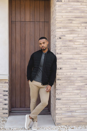 Quilted Hybrid Bomber Jacket in Black - TAILORED ATHLETE - USA