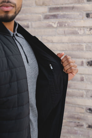 Quilted Hybrid Bomber Jacket in Black - TAILORED ATHLETE - USA