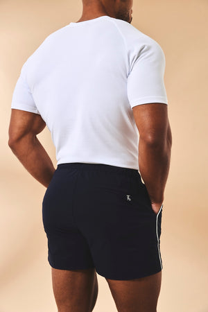 Quick Dry Piped Swim Shorts in Navy - TAILORED ATHLETE - USA