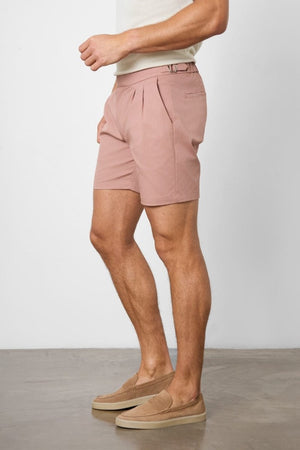 Smart Pleated Cotton Side Adjust Short in Dusky Pink - TAILORED ATHLETE - USA