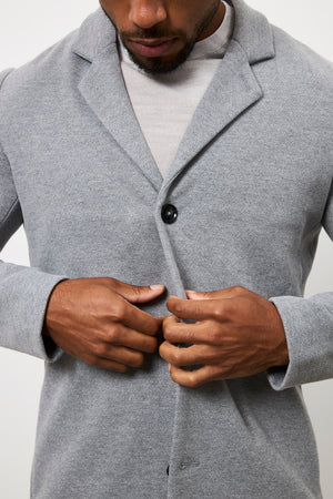 Single Breasted Herringbone Overcoat in Soft Grey - TAILORED ATHLETE - USA