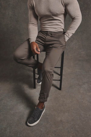 Smart Chino Side Adjuster Pants in Mocha - TAILORED ATHLETE - USA