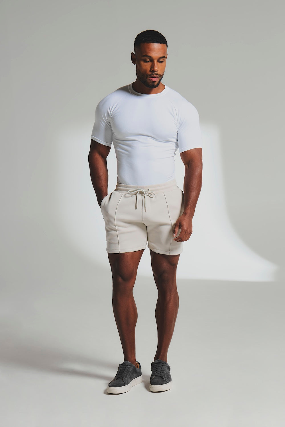 Luxe Sweat Shorts in Chalk - TAILORED ATHLETE - USA