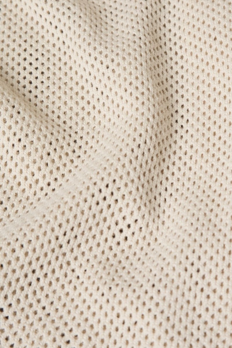 Open Stitch Cuban Collar Knitted Shirt in Stone - TAILORED ATHLETE - USA