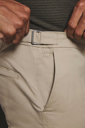 Smart Chino Side Adjuster Pants in Stone - TAILORED ATHLETE - USA