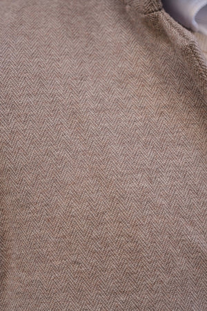 Single Breasted Herringbone Overcoat in Stone - TAILORED ATHLETE - USA