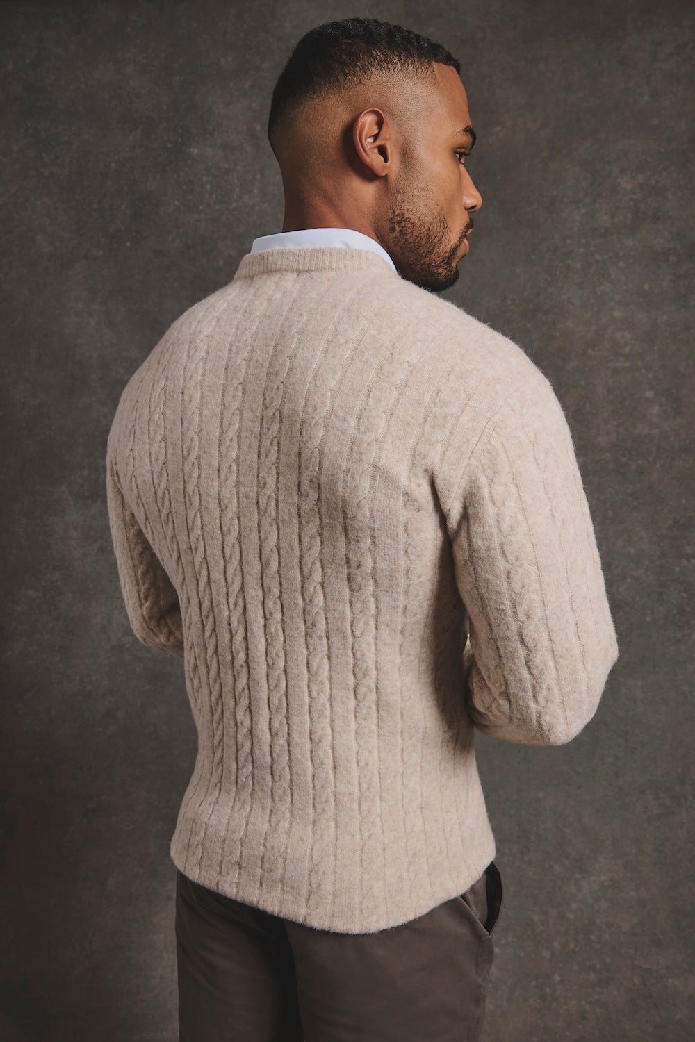 Soft Cable Crew Neck Sweater in Neutral - TAILORED ATHLETE - USA