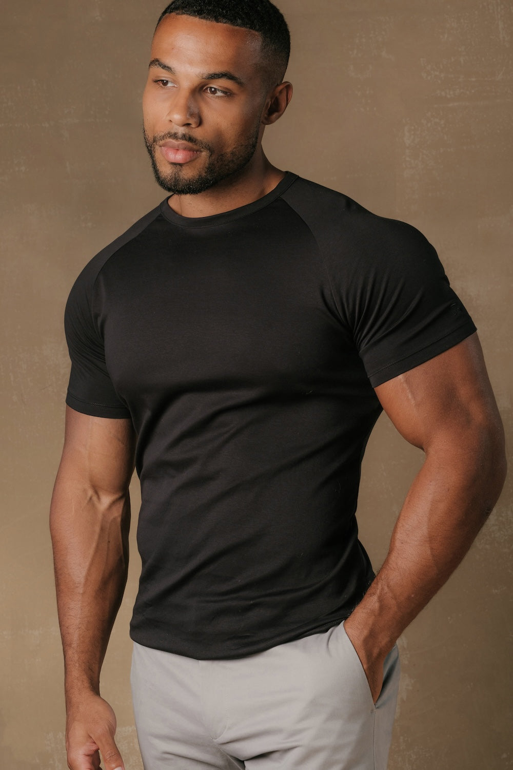 Mercerised Cotton T-Shirt in Black - TAILORED ATHLETE - USA