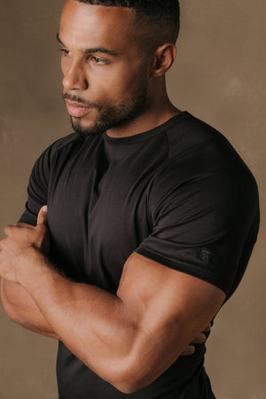Mercerised Cotton T-Shirt in Black - TAILORED ATHLETE - USA