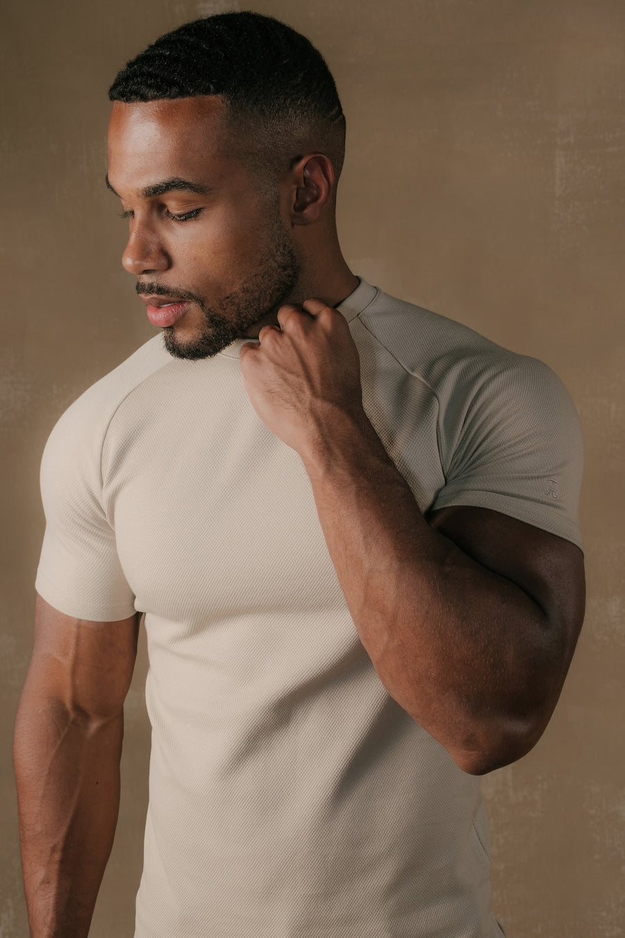 Textured Jersey T-Shirt in Stone - TAILORED ATHLETE - USA