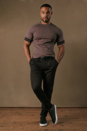 Tipped Fashion Fit T-Shirt in Mocha and Black - TAILORED ATHLETE - USA
