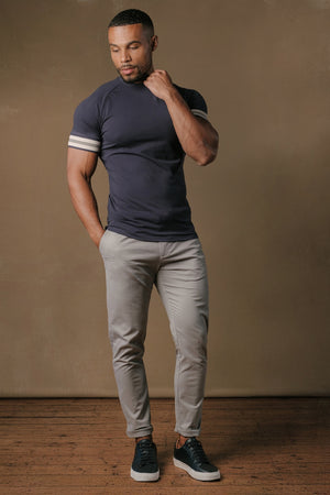 Tipped Fashion Fit T-Shirt in Navy and Stone - TAILORED ATHLETE - USA