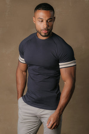 Tipped Fashion Fit T-Shirt in Navy and Stone - TAILORED ATHLETE - USA