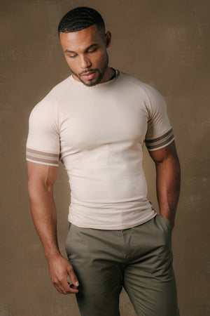 Tipped Fashion Fit T-Shirt in Stone and Mocha - TAILORED ATHLETE - USA