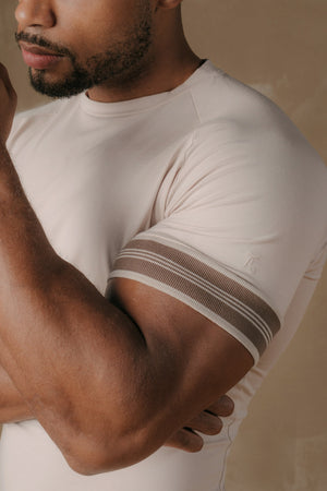 Tipped Fashion Fit T-Shirt in Stone and Mocha - TAILORED ATHLETE - USA