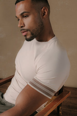 Tipped Fashion Fit T-Shirt in Stone and Mocha - TAILORED ATHLETE - USA