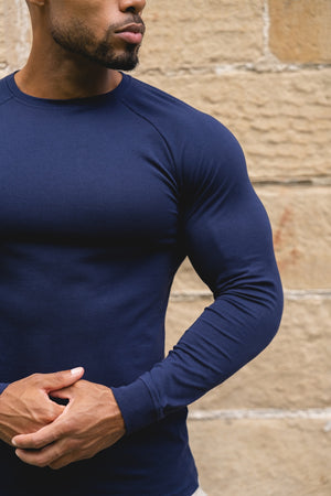 Athletic Fit Long Sleeve T-Shirt in Navy - TAILORED ATHLETE - USA
