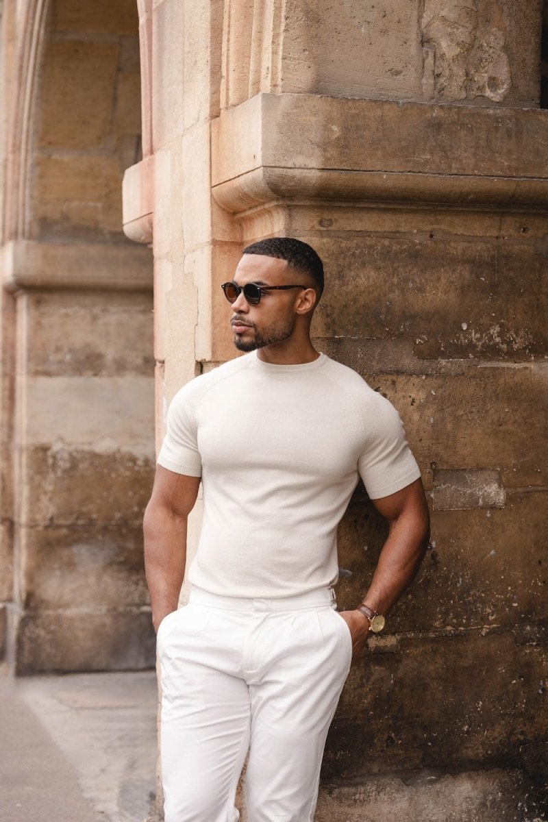 Fine Gauge Knitted T-Shirt in Linen - TAILORED ATHLETE - USA